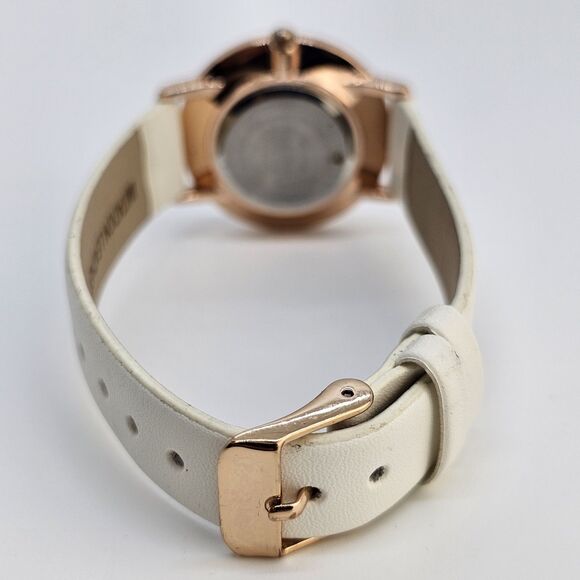 Folio Women's Watch 32MM Light Gray Dial Cream Faux Leather Bands New Battery - Picture 8 of 14